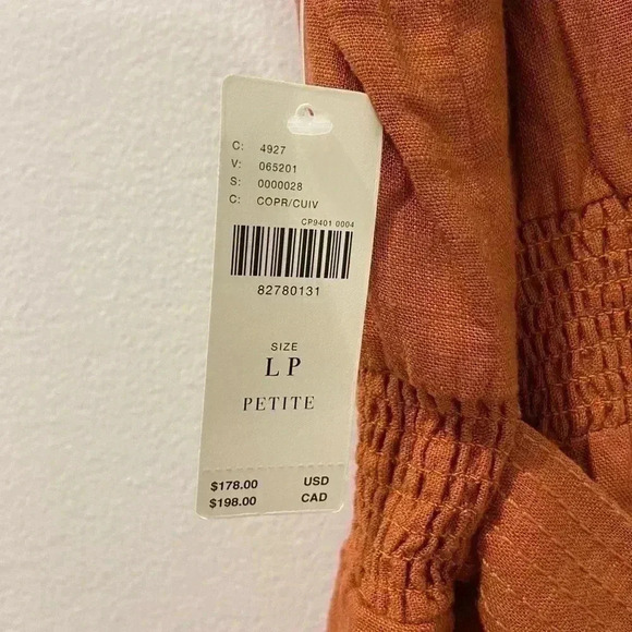 NWT Anthropologie V-Neck Ruffle Jumpsuit Orange Sz LP - Picture 6 of 8